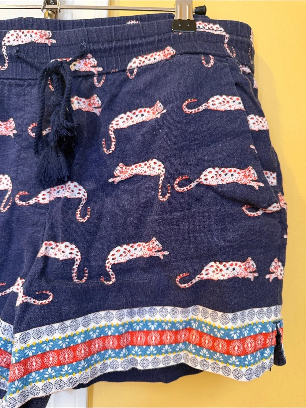 Loft Navy Leopard Print Drawstring Women’s Shorts, medium